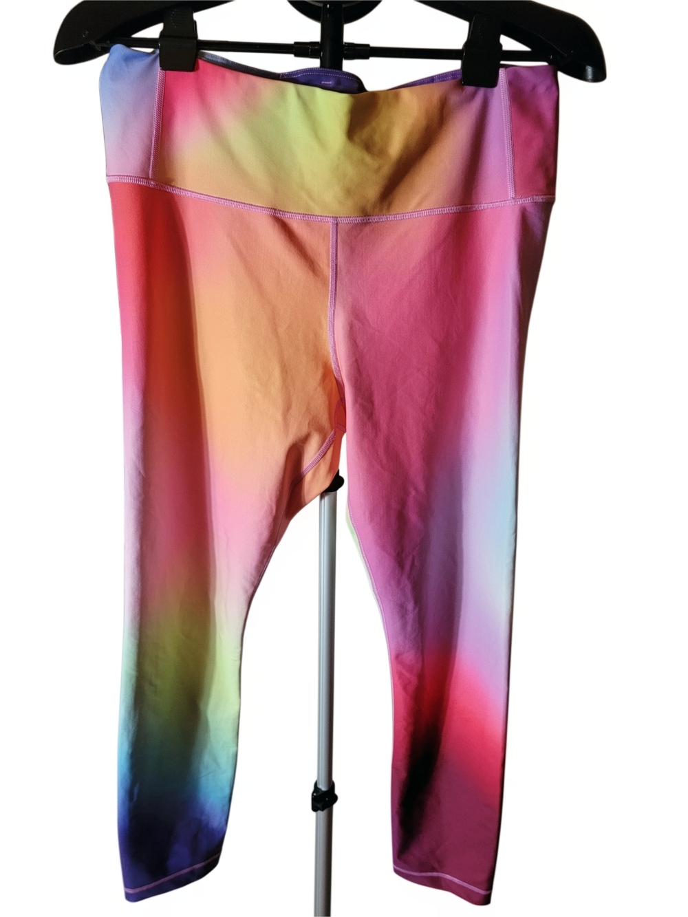 Athleta Love Proudly 7/8 Tights Rainbow Ombre Tie Dye Leggings EUC - Large